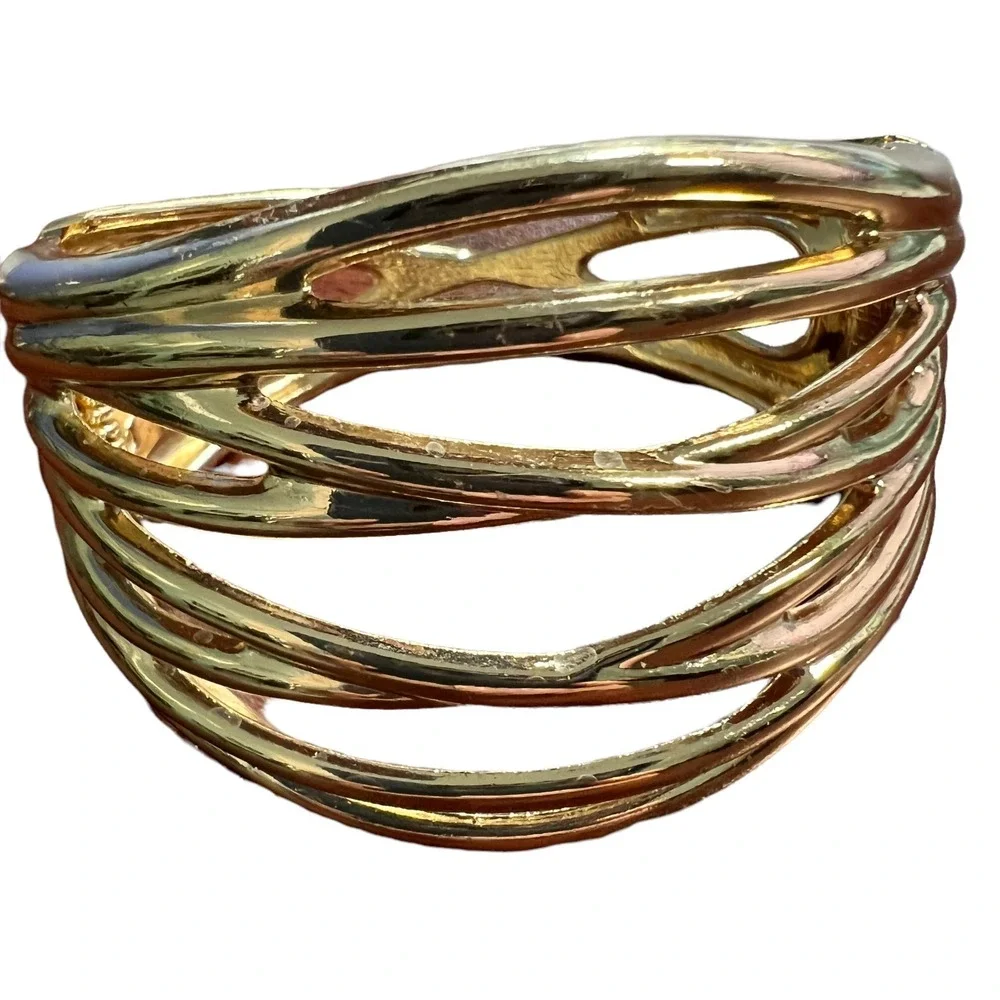 Gold Tone Clamper‎ Multi Bar Bracelet 2